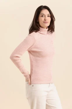 Cheap col roulé rayé MARCEL en coton Femme Tshirts