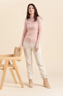 Cheap col roulé rayé MARCEL en coton Femme Tshirts