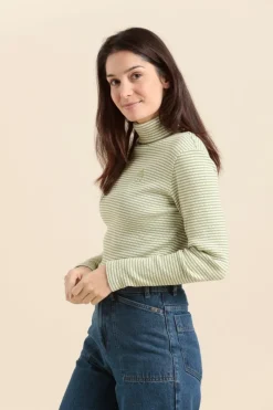Flash Sale col roulé rayé MARCEL en coton Femme Tshirts