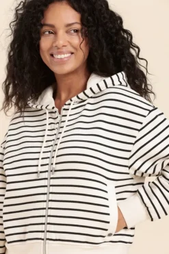Clearance Gilet zippé rayé à capuche MAEL Femme Sweats|Pulls, Cardigans