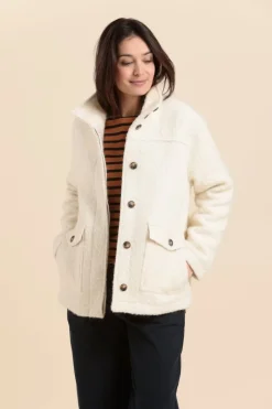 New manteau court FLAQUE en lainage Femme Manteaux
