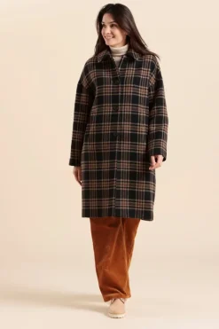 Online manteau long FINLANDE à carreaux Femme Manteaux