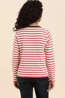 Outlet Marinière MYRA avec bande boutonnée côtés en coton bio Femme Tshirts|Marinières