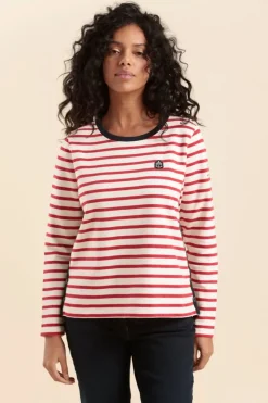 Outlet Marinière MYRA avec bande boutonnée côtés en coton bio Femme Tshirts|Marinières