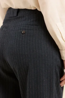 Store pantalon POULIE en flanelle fines rayures Femme Pantalons, Jeans