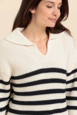 Online pull rayé col vareuse TANGUY Femme Vareuses|Pulls, Cardigans